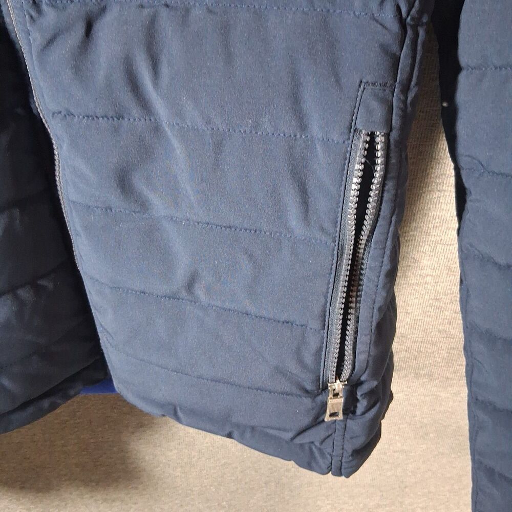 Nautica Mens Reversible Puffer Jacket Navy Blue Quilted Full Zip Outerwear - Picture 3 of 7